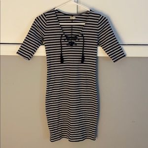 Hollister Navy and White Striped Dress
